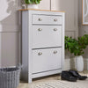 Grey Oak 2 Door Shoe Cabinet 1 Drawer Hallway Storage Cupboard Metal Handles