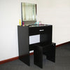 Dressing Table Black with Stool and Mirror Bedroom Vanity Make Up Set