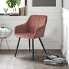Pair Of Modern Dining Chairs Pink Velvet Armchairs Metal Legs Home Dining Room
