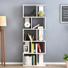 5 Tiers Wooden Bookshelf White S-shaped Bookcase Shelving Display Stand Storage