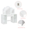 Kids Vanity Beauty Makeup Table 2-In-1 Wooden Dressing Table W/ 3 Folded Mirror