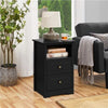 Black Bedside Cabinet with 2 Drawers & Shelf,Nightsta