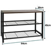 3 Tier Shoe Rack with Walnut Finish Three Shelf Metal Wood Footwear Storage Unit