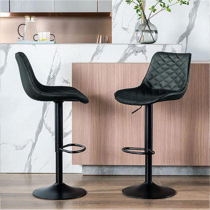 2 x Faux Leather Swivel Breakfast Bar Kitchen Island Stools Chair Gas Lift Chair