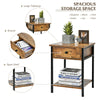 2-Tier Bedside Table Vintage Industrial End Table w/Drawer Wooden Bedroom Office