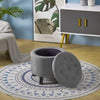 Round Storage Ottoman Stool Buttoned Fabric Padded Footstool Chair Pouffe Seat