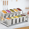 Expandable Spice Rack Seasoning Organizer Inclined 2 Tiers w/ 10 1/9 Pans