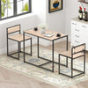 Industrial Dining Table and 2 Chairs Set Wood &Metal Compact Kitchen Furniture