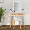 Dressing Vanity Makeup Table Set Cushioned Stool Drawer with LED Lighted Mirror
