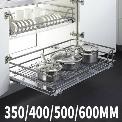 Pull Out Kitchen Basket Slide Out Storage Basket Cupboard Drawer For 350 - 600mm