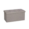 Large Ottoman Foldable Storage Box Linen Suede Foot Stool Seat Furniture Beige