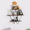 Rustic 3 Tier Diamond Wooden Floating Shelf with Metal Frame Wall Mounted