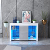 Modern White Sideboard Cabinet High Gloss Wooden Cupboard LED Glass Shelves