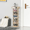 Wooden Shoe Rack Slim Shelves Space Saving Entryway Storage Furniture Oak Tone