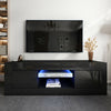 Modern TV Unit TV Cabinet Stand High Gloss Front Matt Body with LED Light Black