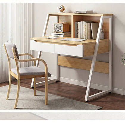 Computer Desk Wood Desktop Writing Table Study Workstation 2Drawers Home Office