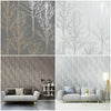 Holden Decor Rhea Trees Wallpaper - Warm Grey - Silver - Statement Feature Wall