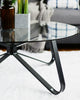 Round Glass Table with Black Legs Lounge Livingroom Modern