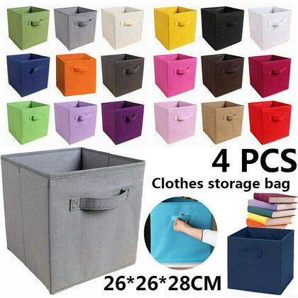 🔥 4X Foldable Storage Collapsible Box Home Clothes Organizer Fabric Cube UK🔥