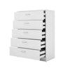 Chest Of Drawers White 5 Drawer Metal Handles Runners Hallway Bedroom Furniture