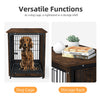 Wood Large Dog Pet Crate Furniture Sofa Side End Table Movable Tray 2 Metal Door