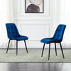 Set of 2 Blue Grey Velvet Dining Chairs Dinning Kitchen Room Metal Leg Padded