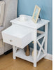 White Bedside Table Cabinet Nightstand Side Drawer & Shelf Storage Bedroom