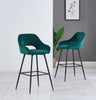 2X Bar Stools Fabric Breakfast Chairs Padded Seat Metal Leg Black Dining Kitchen