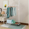 Metal Clothes Hanging Rail Coat Shoe Stand Rack Heavy Duty Shelf With Wheels