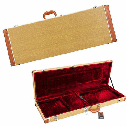Glarry Square ST TL Electric Guitar Wood & Leather Hard Case Shell Lockable