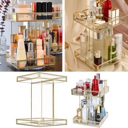 360 Rotating Makeup Organiser Case Cosmetic Storage Box Perfume Display Stand