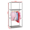 Shelving Clothe Storages Closets Single Fabric Canvas Wardrobe with Hanging Rail