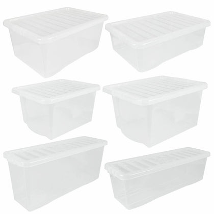 Wham Plastic Storage Shelf Box Stackable Containers Clear With Secure Clip Lid