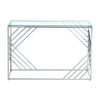 Glass Console Table Side Table Clear Tempered Glass Silver Stainless Steel Legs