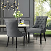 PAIR Upholstered Dining Room Chair Fabric Deep Retro Buttoned Tufted Back Chairs