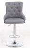 Set of 2 Grey Linen Button Detail Premium Monteray swivel Bar Stools (GREY)