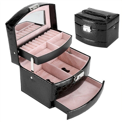 3 Layers Vanity Case Beauty Box Make up Jewelry Cosmetic Nail Storage Box Case