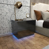 High Gloss Bedside Table Chest of 2 Drawers Nightstand Cabinet LED Light Black
