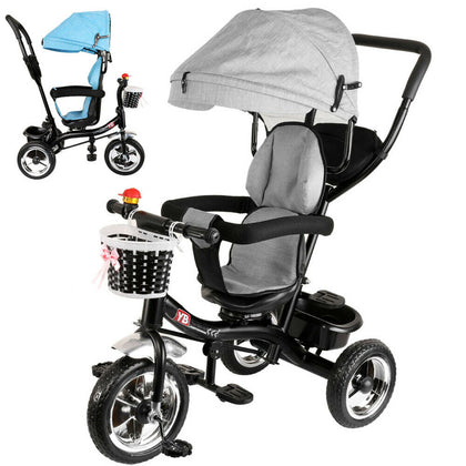 4-in-1 Baby Tricycle Stroller Folding Kids Trike Detachable w/ Canopy Pedal Bike