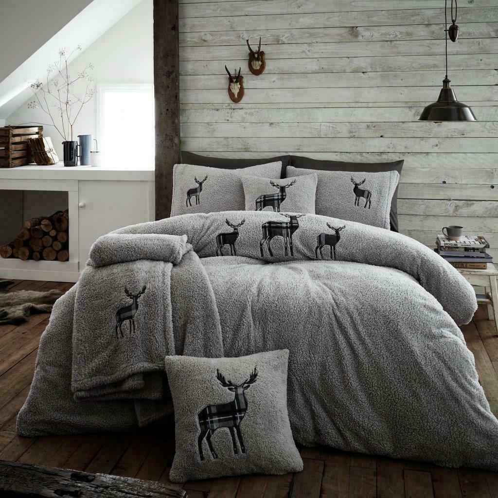 TEDDY BEAR FLEECE Duvet Cover & Fitted Sheet Sherpa Thermal Soft Bedding Set