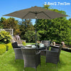 Brown Garden Patio Parasol 2.5m 2.7m 3m Outdoor Sun Shade Umbrella W/ Crank Tilt