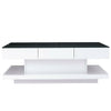 Rectangular High Gloss White Coffee Table with 2 Drawers Shelf Side Centre Stand
