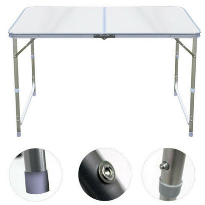 4FT Folding Camping Table Aluminium Picnic Portable Adjustable Garden Party BBQ