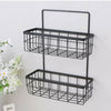 2 Tiers Metal Wall Hanging Shelf Storage Shelves Floating Wire Baskets Rack Home