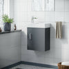 400 mm Basin Vanity Unit Compact Grey Wall Hung Bathroom Sink & Tap Set |