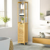 Tall Slim Bathroom Cabinet Freestanding Storage Organiser w/ 3 Shelves Natural