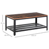 Rustic Coffee Table Industrial Style Side End Table Living Room Metal Shelf Unit