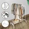 Metal Clothes Double Rail Heavy Duty Garment Hanging Rack Shelf Display White UK