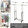 Metal Clothes Double Rail Rolling Heavy Duty Garment Hanging Rack Shelf Display