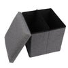 GREY LINEN FOLDING STORAGE OTTOMAN POUFFE SEAT FOOT STOOL STORAGE BOX UK